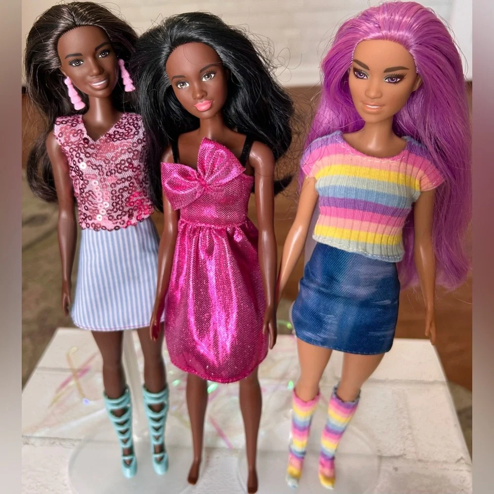 Barbie Fashionistas Doll Lot w Mbili Crystal & Albus head molds play dolls
